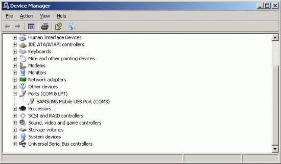 Samsung Mobile USB Port in Device Manager