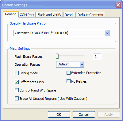 Correct Generic settings for Optiflash